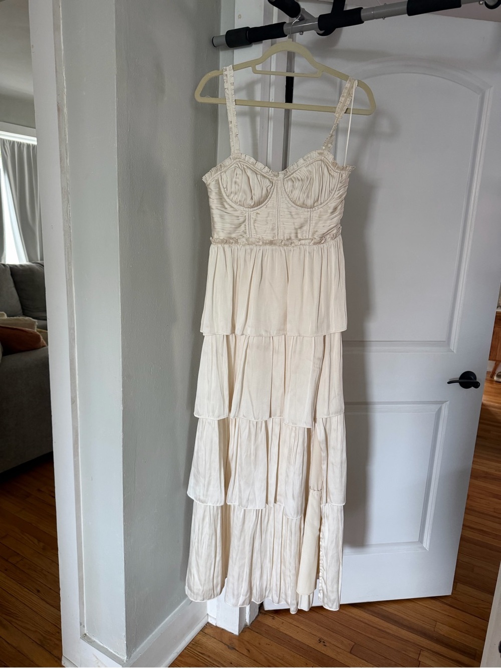 Astr Cream Tempany Tiered Bustier Maxi Dress